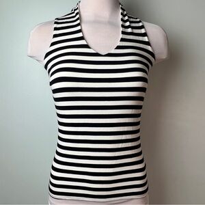 Etcetera Black and White Striped Tank Top